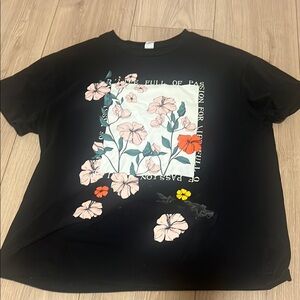 SHEIN Black and Orange Short Sleeve Tee